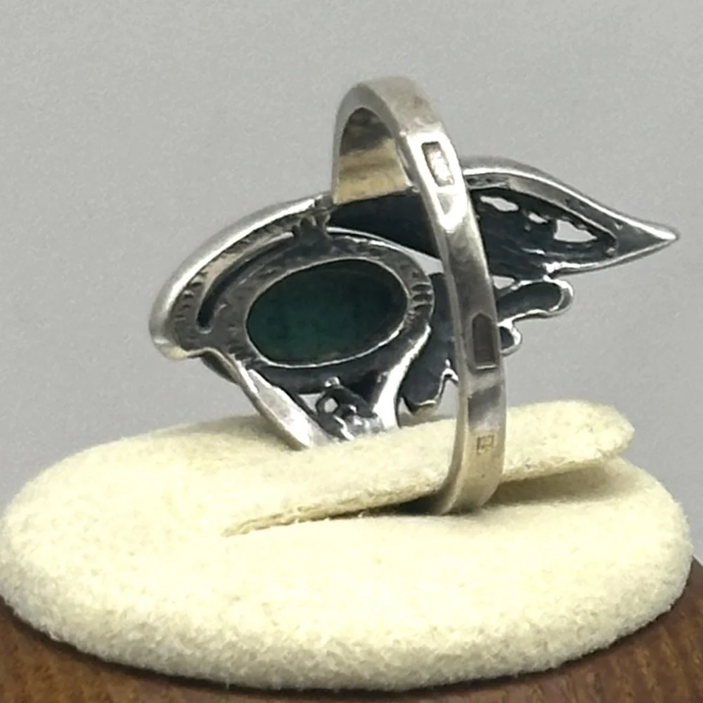 Vintage 875 Silver Malachite Ring USSR Size 7 there’r earrings  listing here